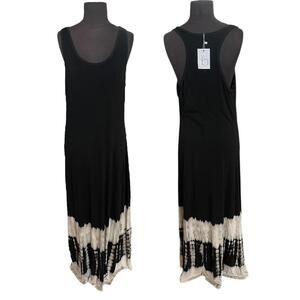 T-Party Maxi Dress Tie Dye Racerback Resort Black White Women's Size XL NWT